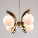 Mid-Century Modern Italian Brass and Opaline Chandelier