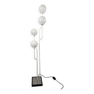 Lampadaire Reggiani chrome blanc et verre opalin