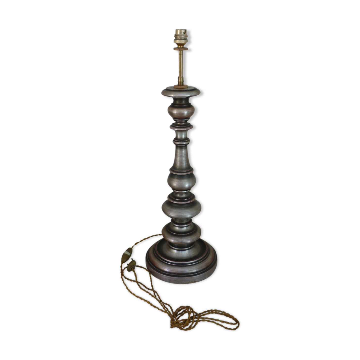 Old turned wooden lamp foot