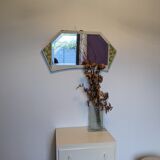 Beveled hexagonal mirror shabby chic style 79 x 42 cm