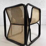 Fauteuil cubique en rotin noir et cannage