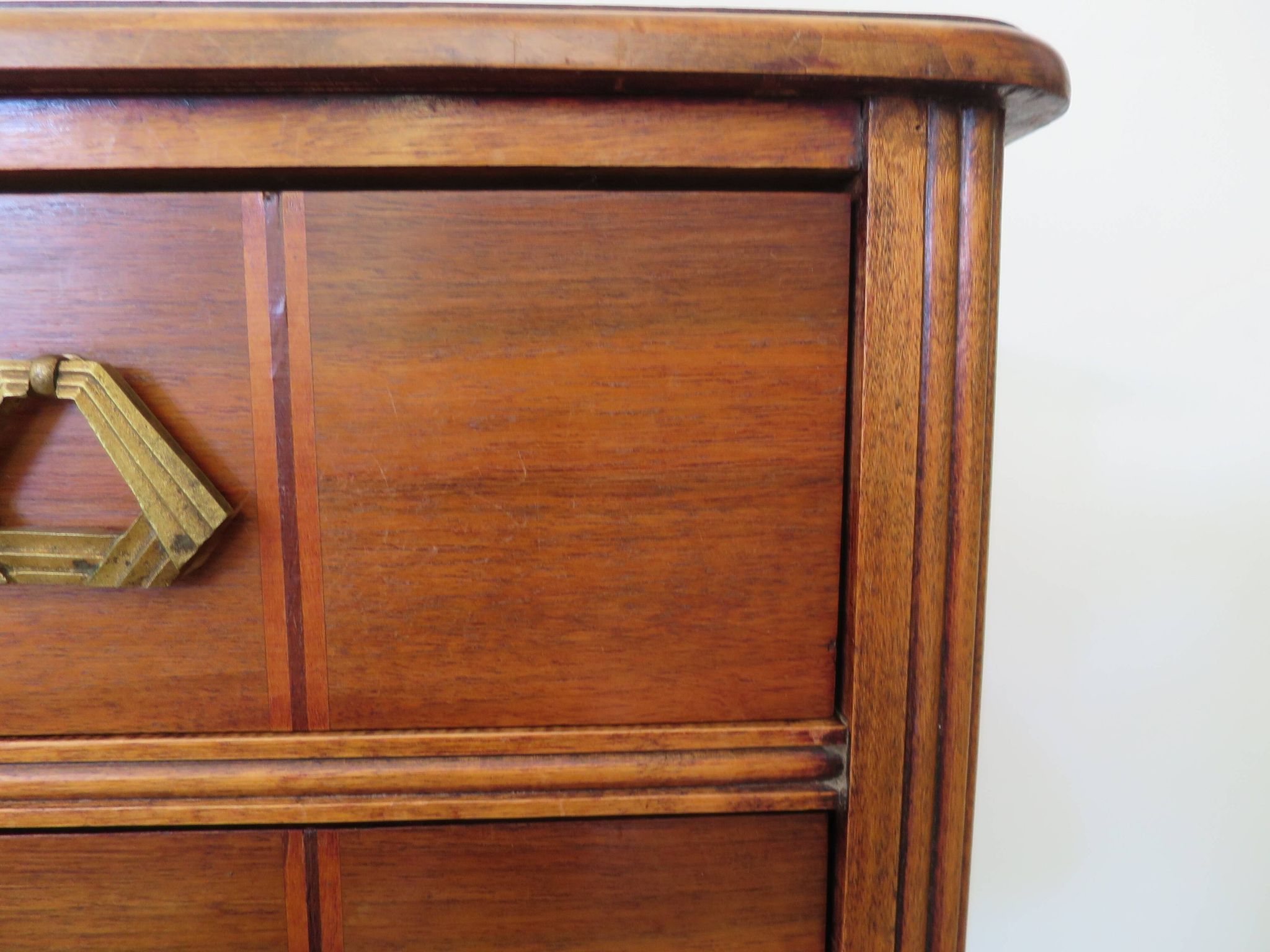 Art Deco chest of drawers - 4 drawers - locks - checkered wood veneer top - 50s