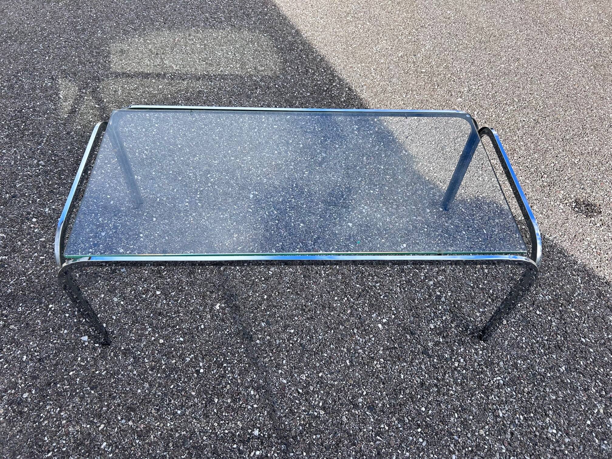 chrome and glass coffee table 1970