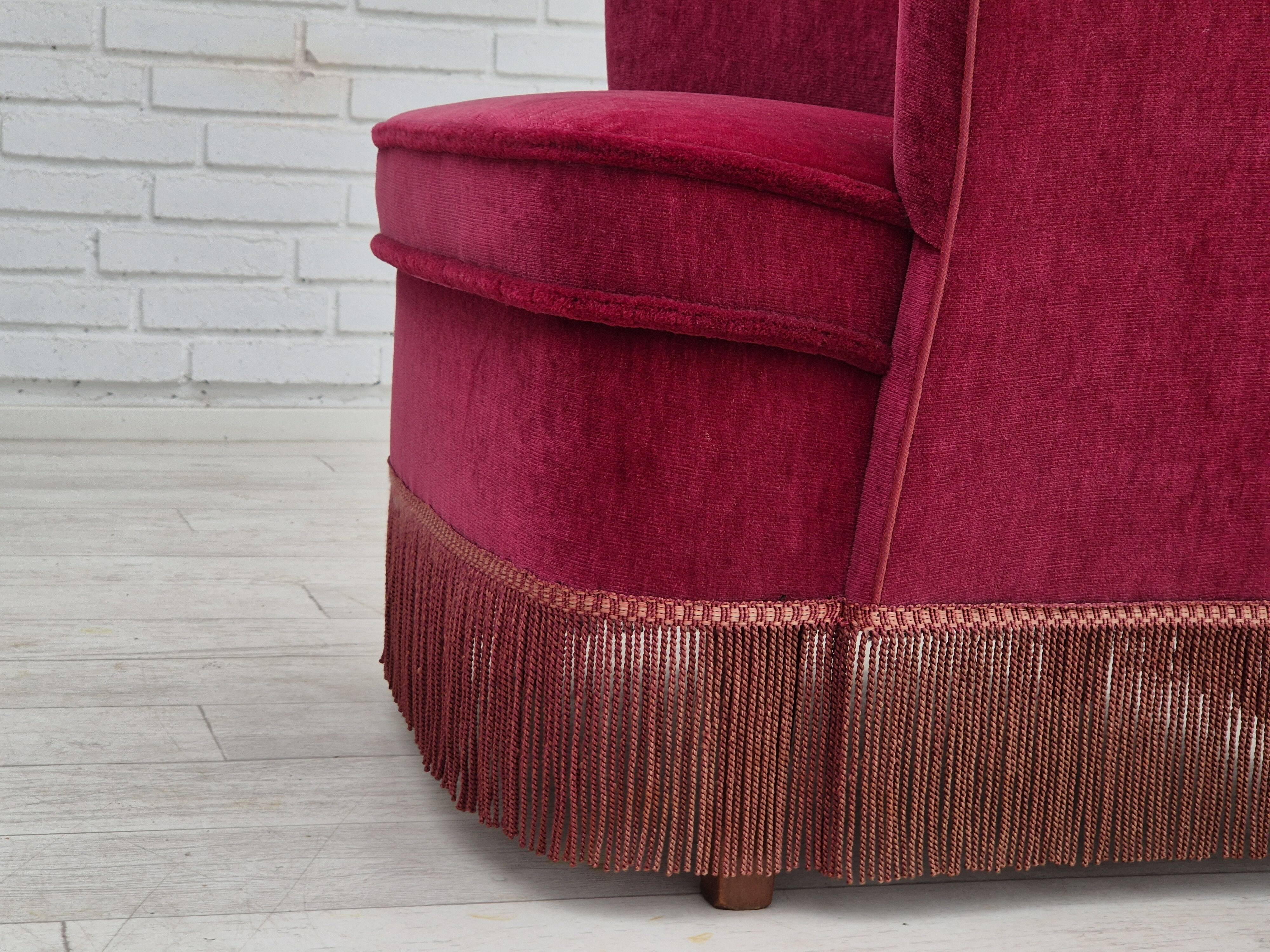 1970s, Danish easy chair, original very good condition, furniture velour.