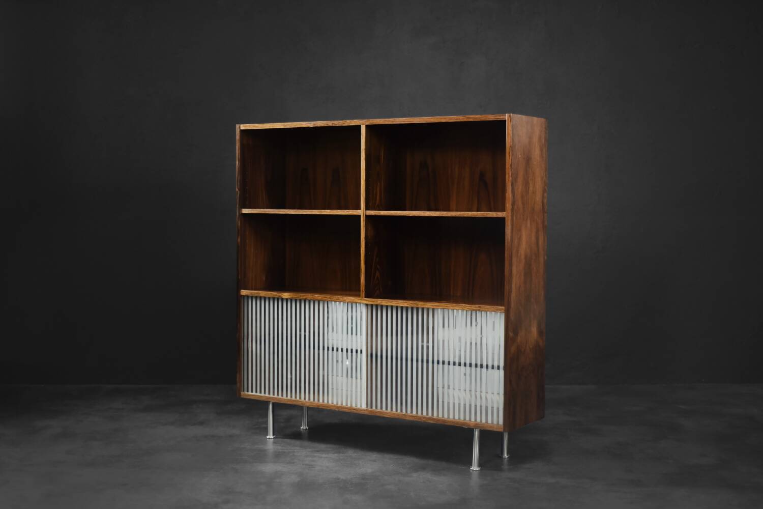 Vintage Mid-Century Scandinavian Modern Rosewood Highboard with Glass, 1960