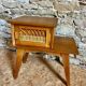 Vintage bedside table in wood & woven rattan