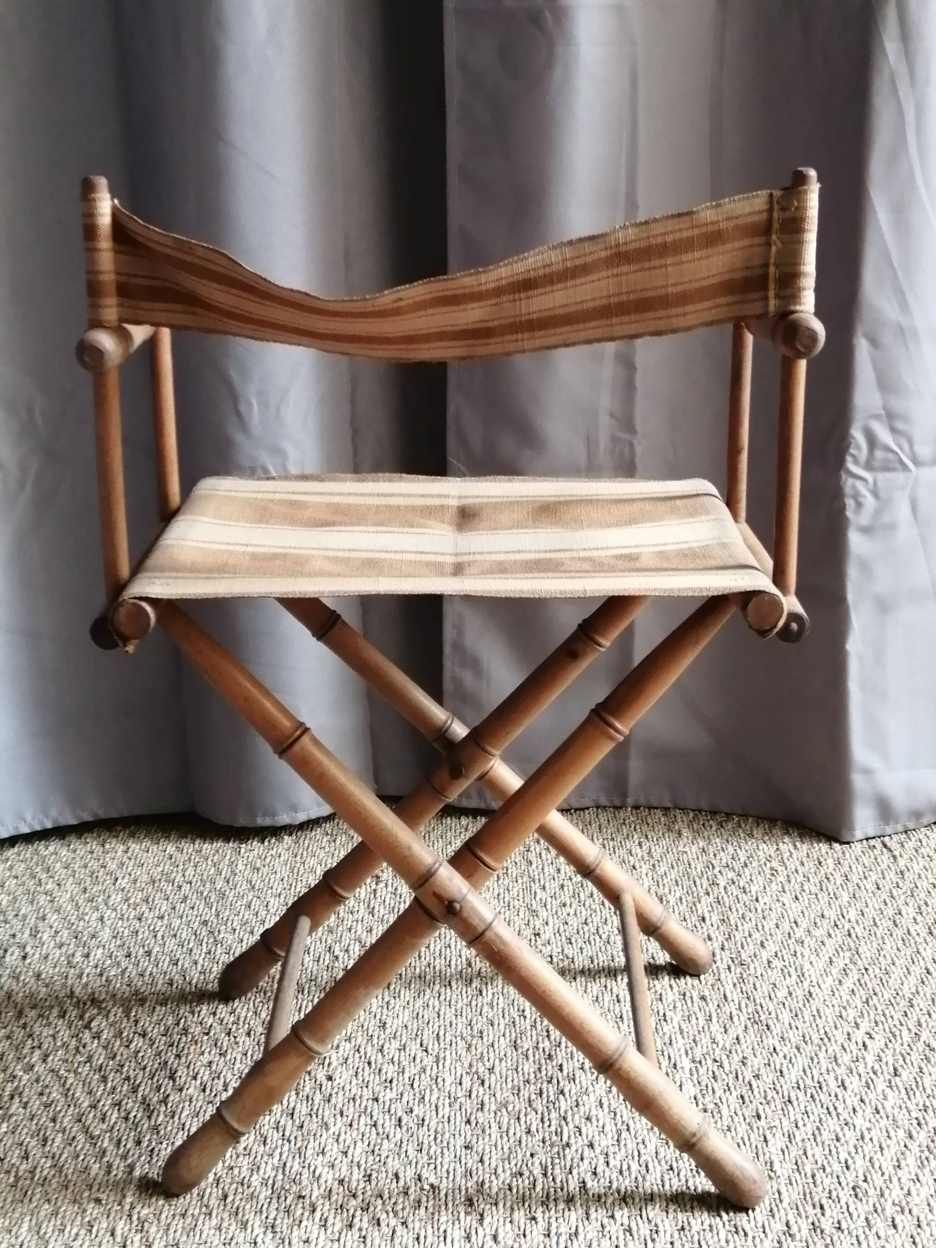 Fauteuil vintage pliant en rotin