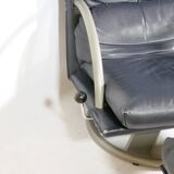 Vintage Design Leather Armchair Rolf Benz BMP 418 with Footstool, 1980s