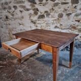 French antique table with drawer – Around 1920 – Pine top and legs.