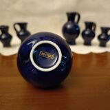 Set 6 Fine miniature vase cobalt blue