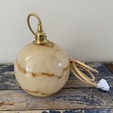 Art Deco walking lamp in marbled beige opaline
