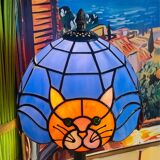 Vintage style Tiffany lamp | lampshade with cat motif