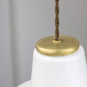 Mid-century Brass and Opaline Pendant Lamp, Italy