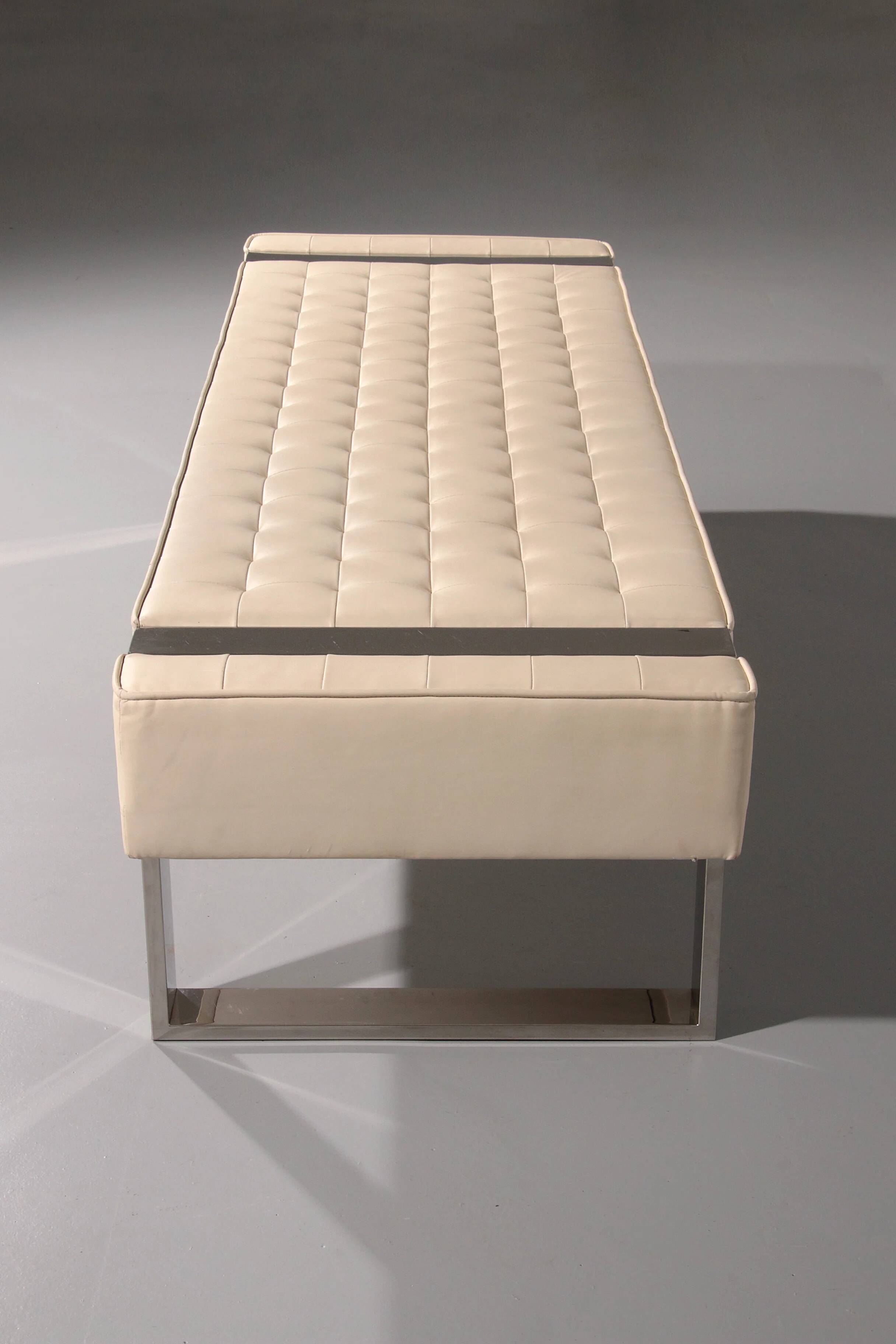 Leather bench with chrome base from Germany 1980