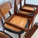 Set of 6 teak and black imitation leather chairs, Scandinavian design from the 70s vintage