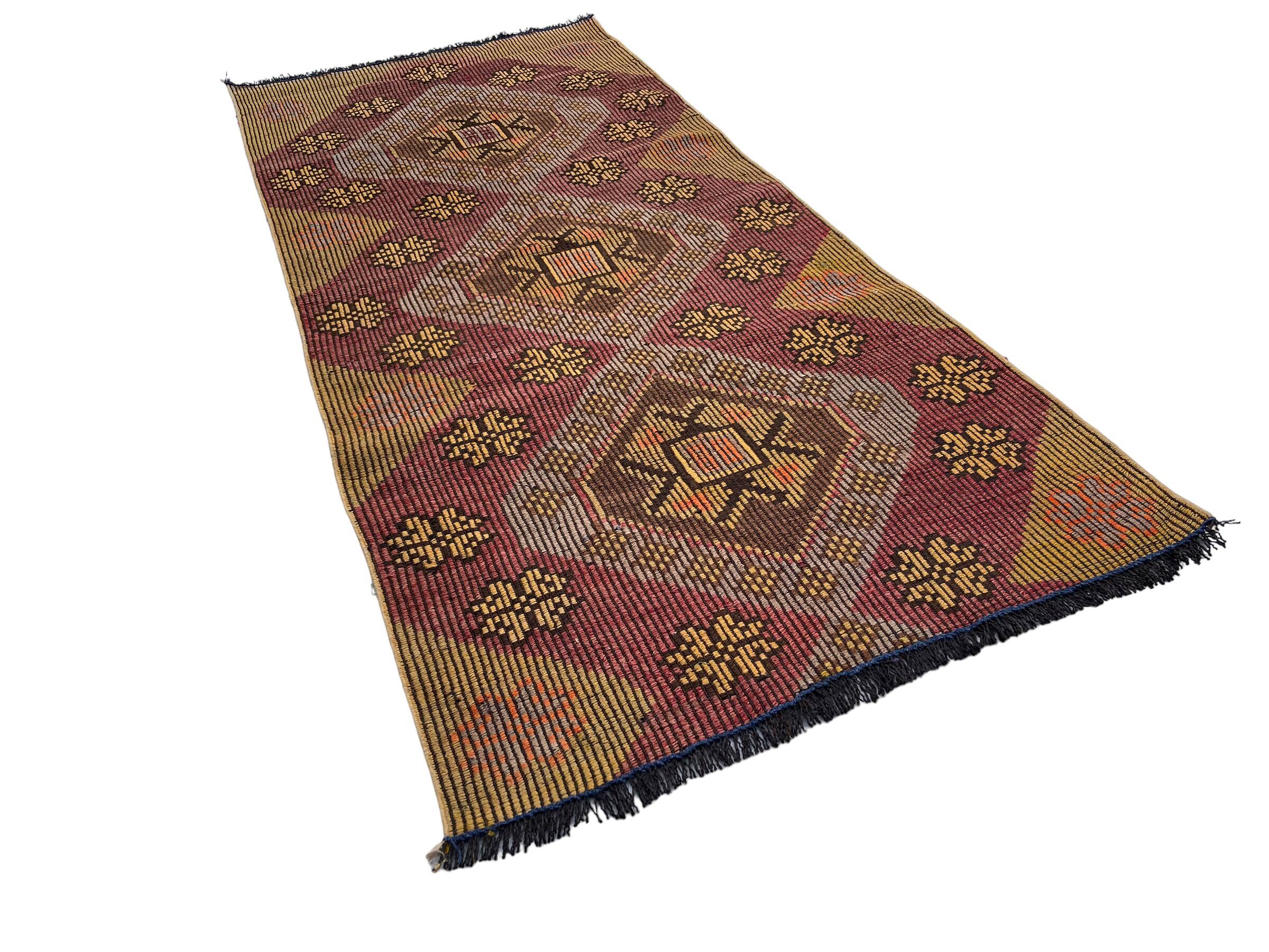 Vintage Turkish Kilim Rug , 226 x 100 cm