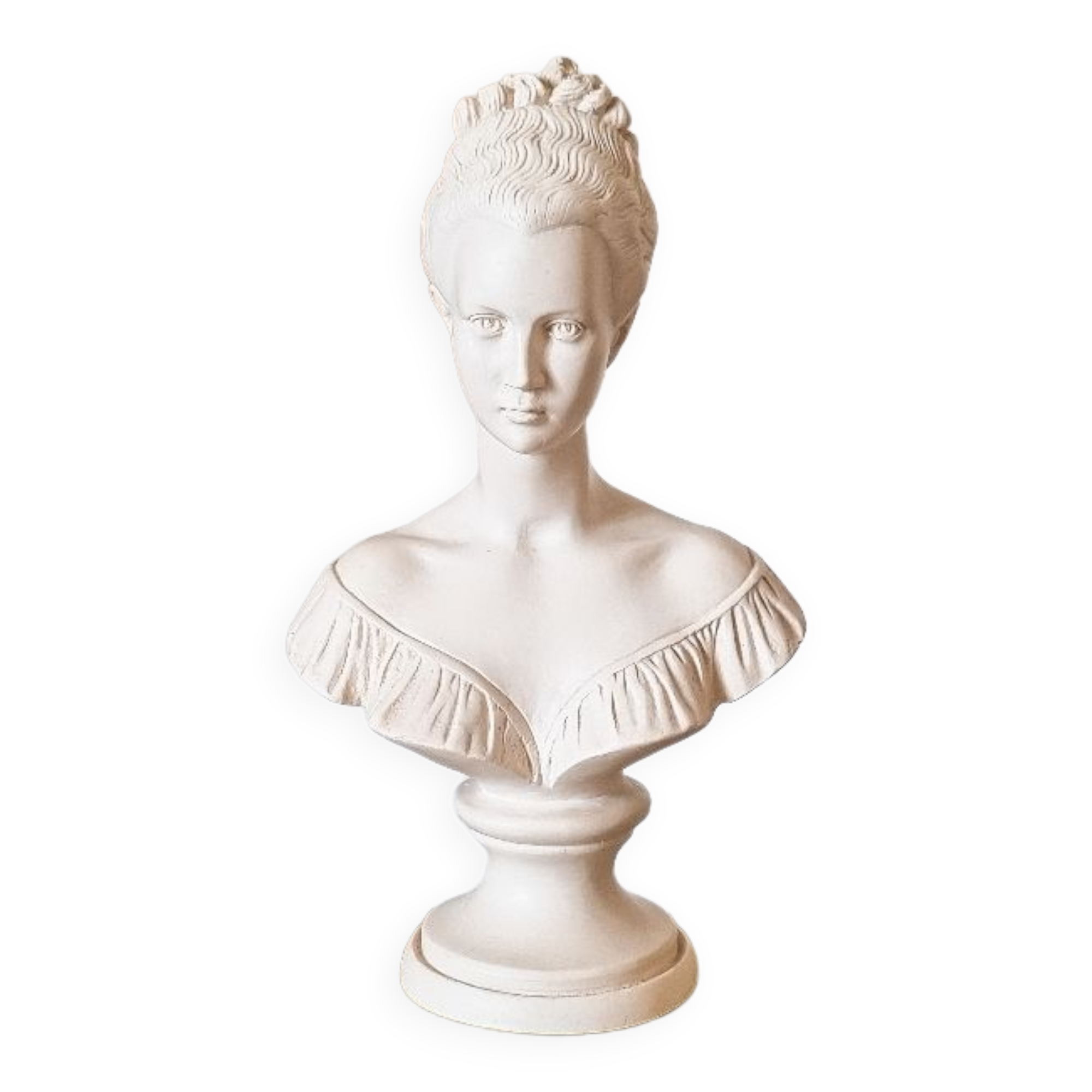Resin women's bust, signed F.G.