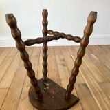 Tripod stool in beaded wood / turned 40s