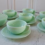 Coffee/tea set in 30s green opaline