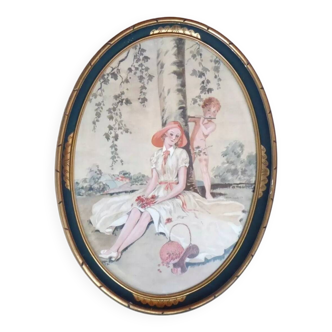 Gouache and watercolor drawing, 20th century, Signed