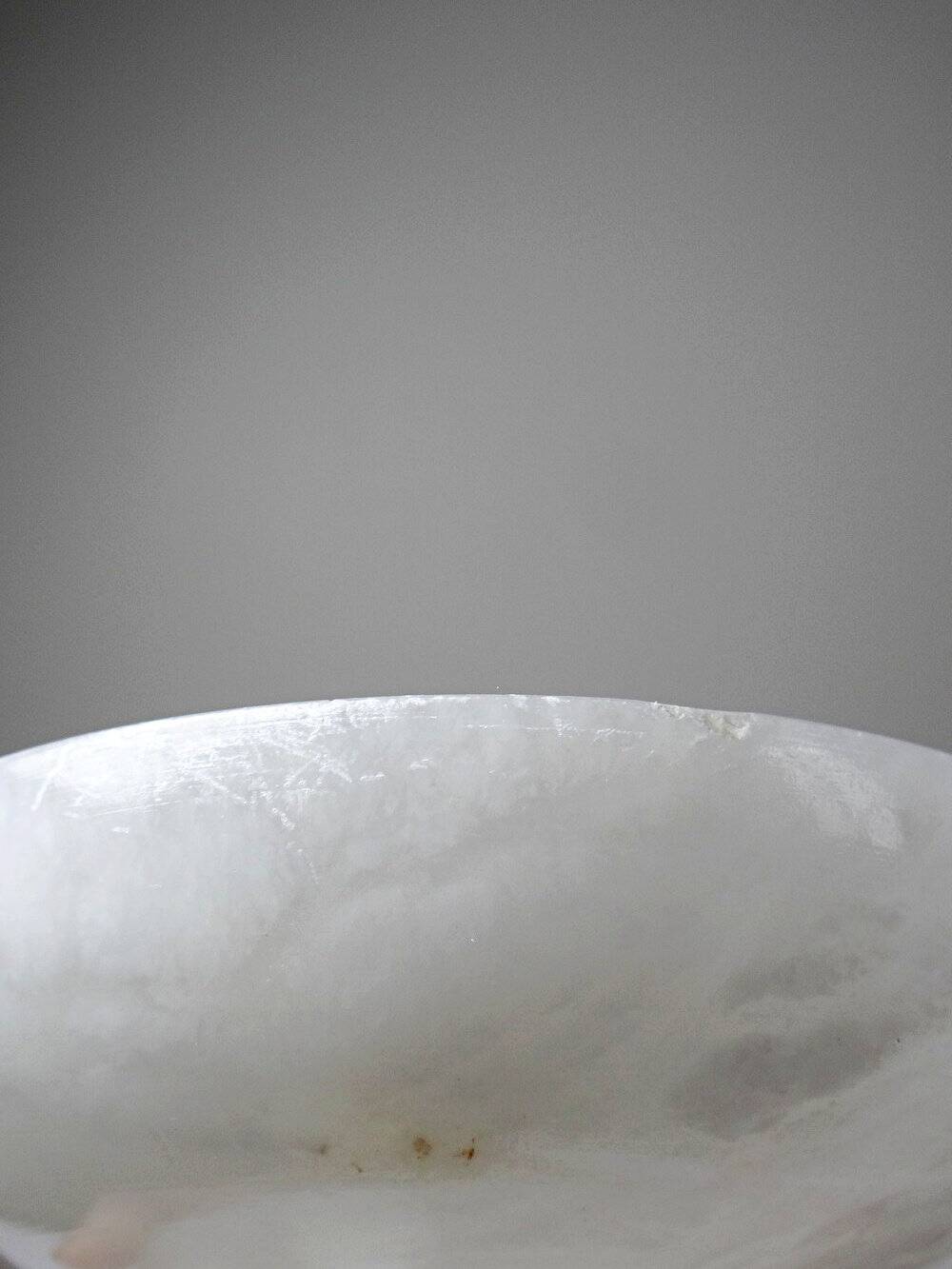 Coupe ou vide-poche vintage en albâtre blanc, Italie années 60-70