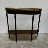 Louis XVI demi-moon console in wood and brass.