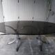 Large table Roche Bobois 1970 glass and chrome 8 pers