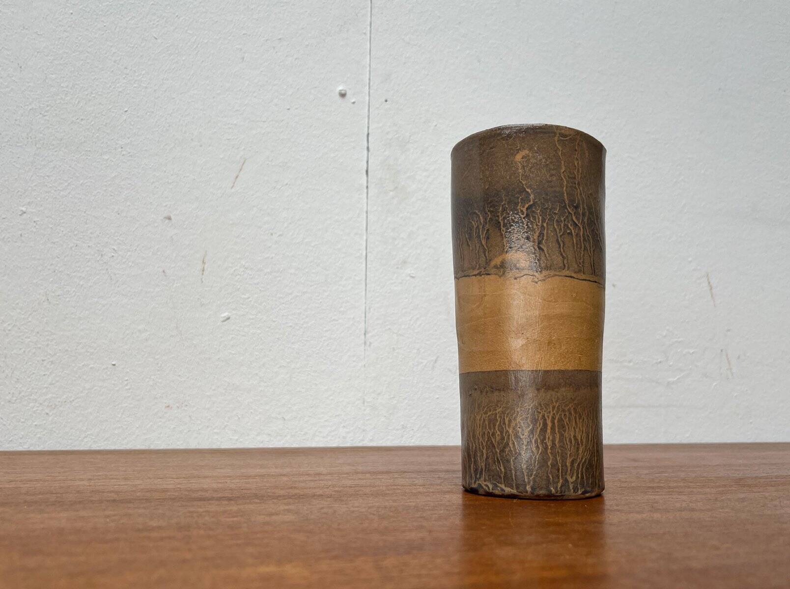 Vintage German brutalist studio pottery vase, 1979