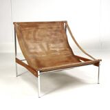 2 leather armchair-sofa Stig Poulsson Bekem. design 70s Denmark