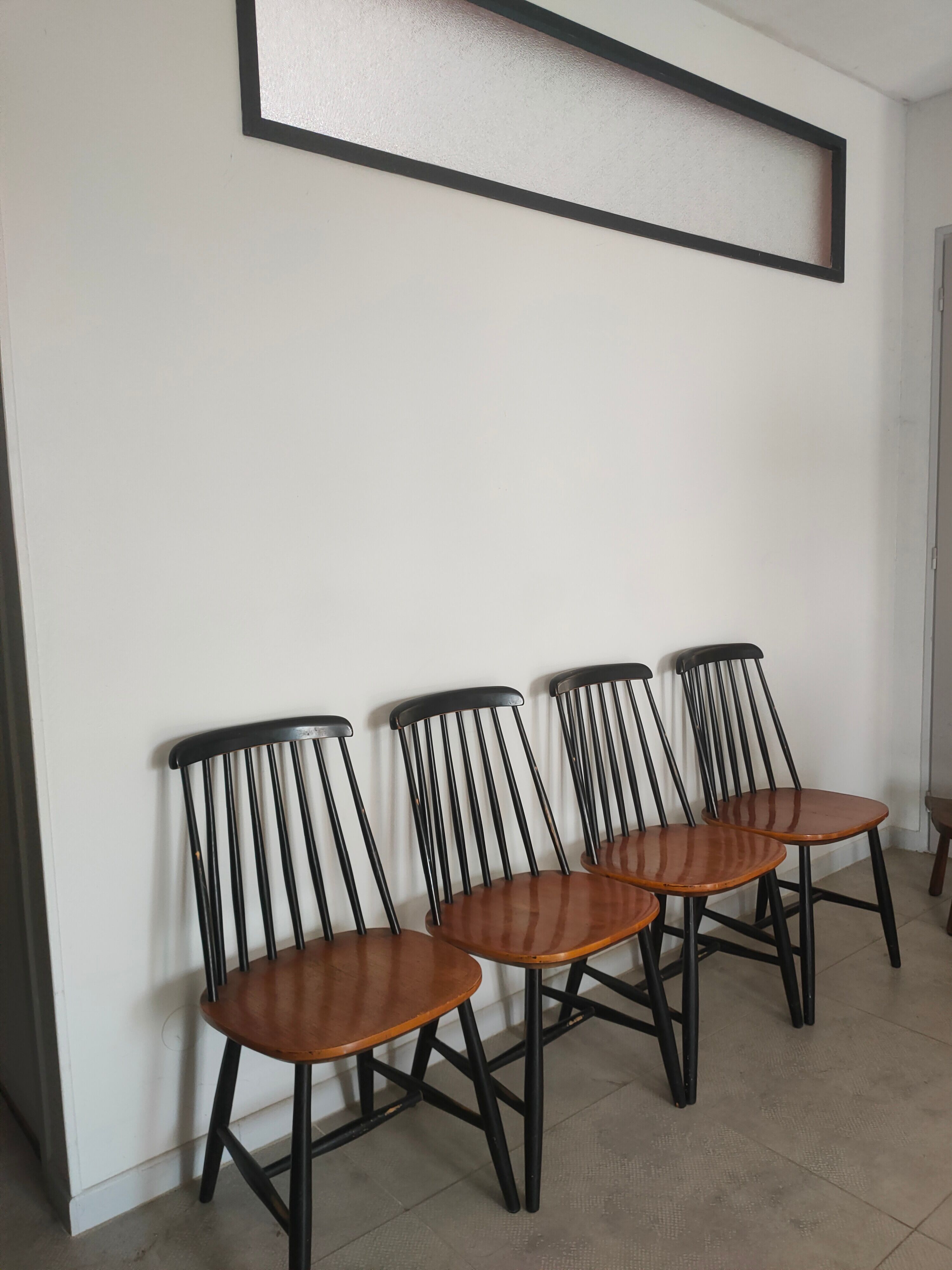 Series of 6 Chairs Nassjo Stolfabrik made of tinted black beech