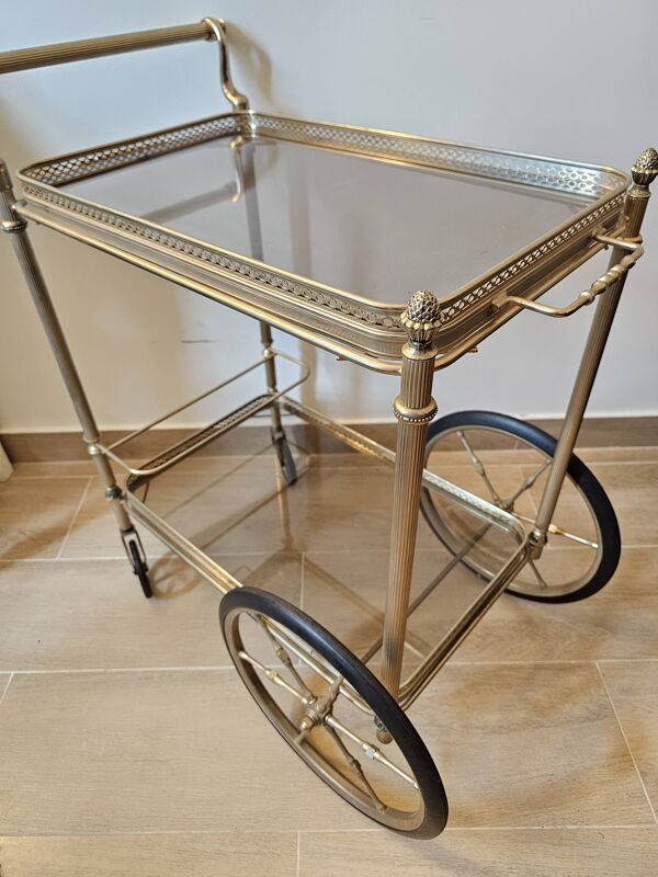 Desserte roulante vintage en laiton – Style Maison Jansen