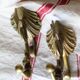 Pair of solid brass double patères