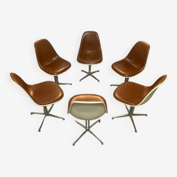 6x La Fonda Leather Chairs by Eames for Herman Miller