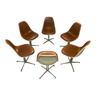 6x Chaises en cuir La Fonda par Eames pour Herman Miller