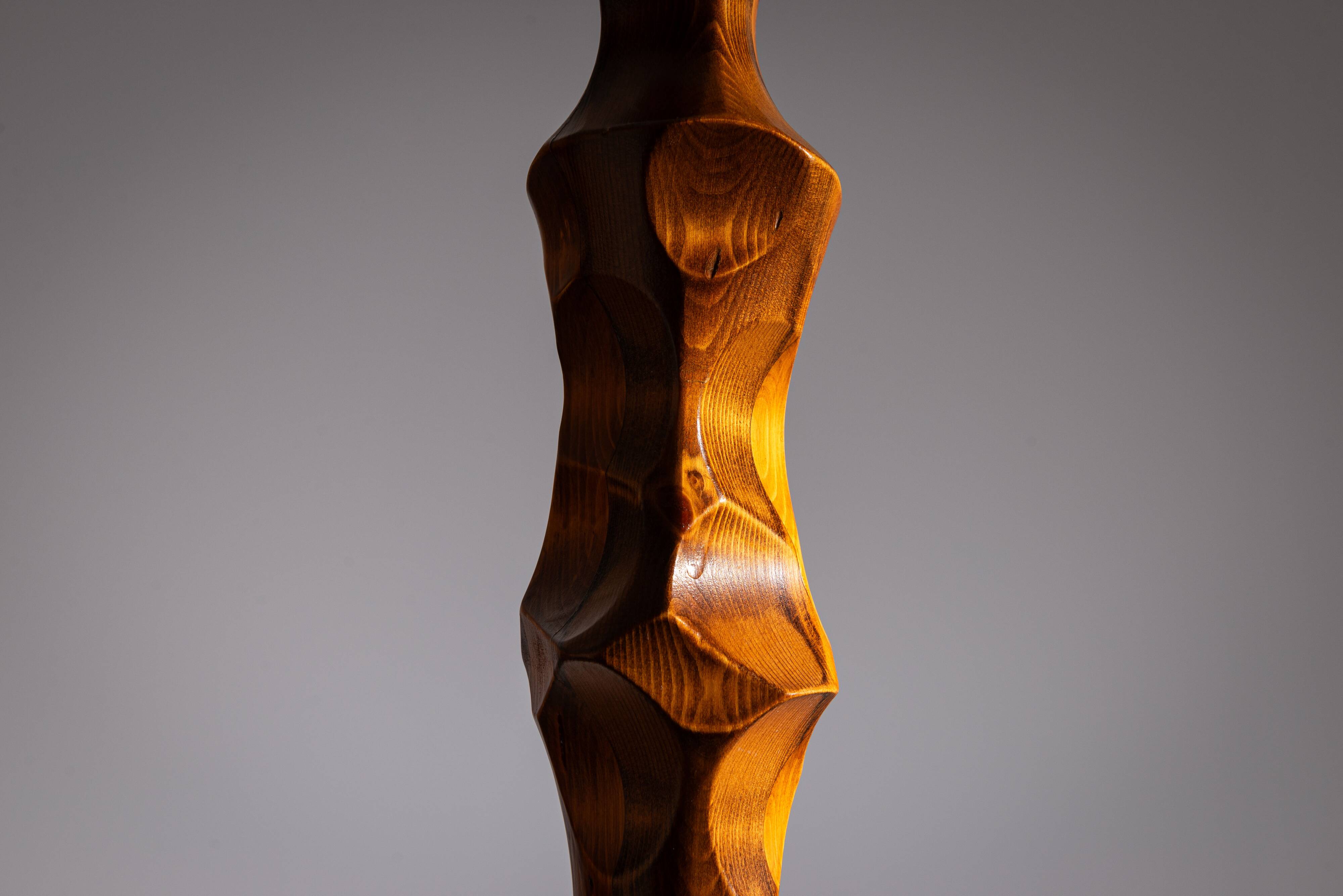 Minimalist abstract handcarved wooden sculpture
