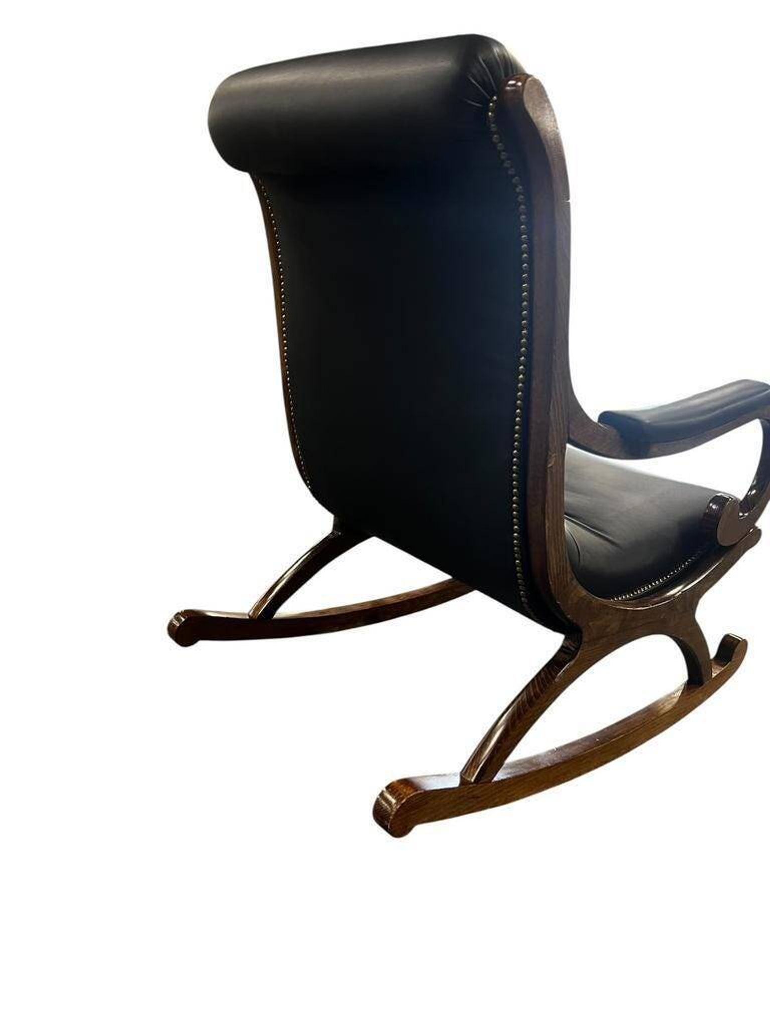 Fauteuil à bascule vintage en cuir noir