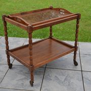 Desserte en bois, plateau en verre