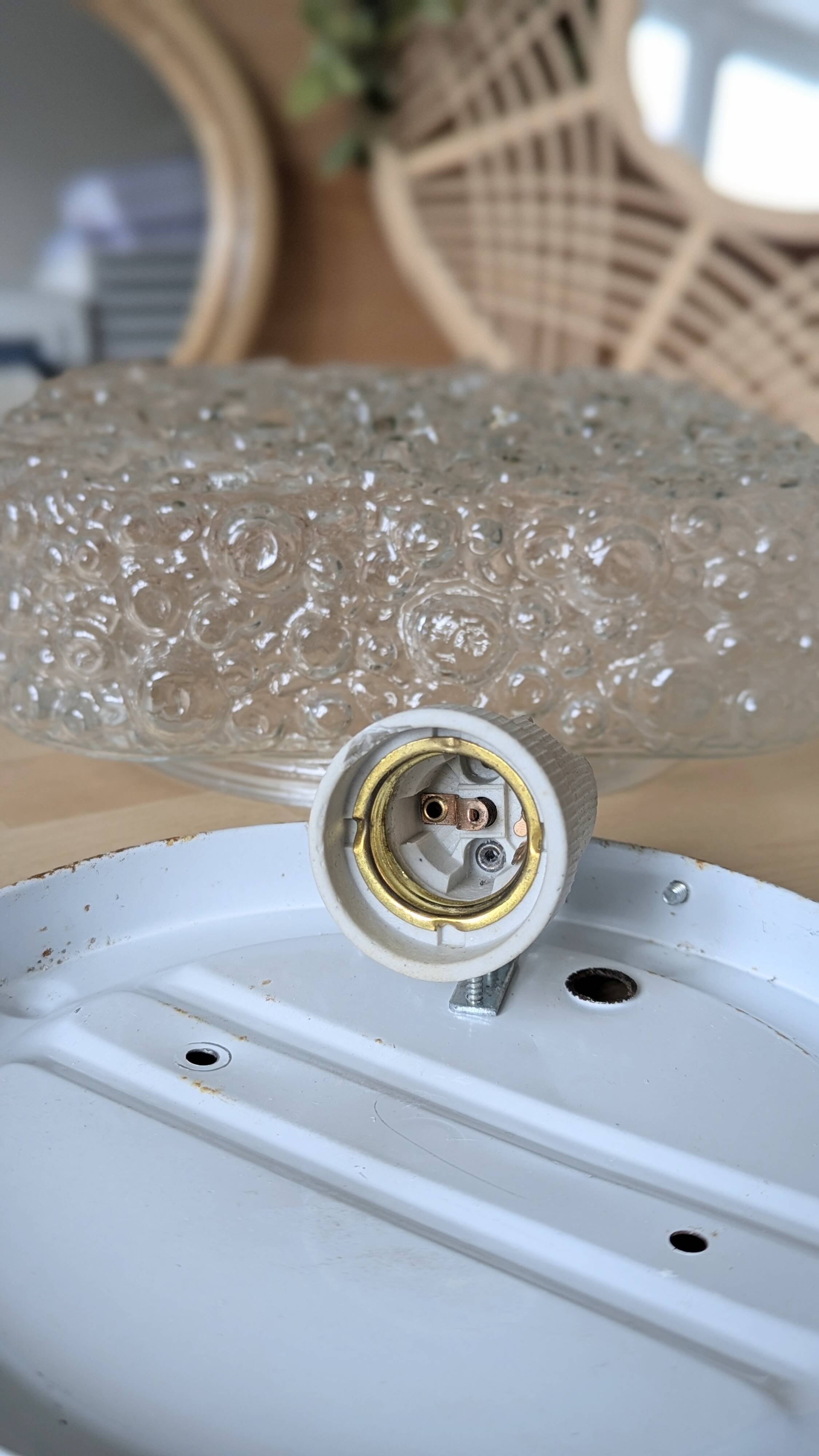 Square ceiling light with bubbled glass