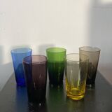 Set of 5 glasses in vintage colors