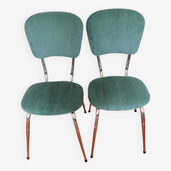 Paire de chaises 60' en velours vert canard