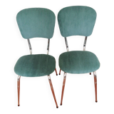 Paire de chaises 60' en velours vert canard