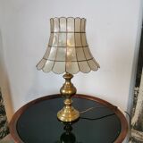 Brass lamp and mother-of-pearl lampshade circa 1970/80