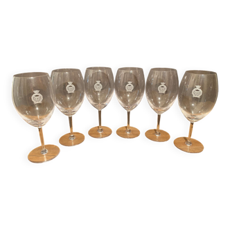 Superb suite of 6 large crystal tasting glasses marked Domaines Cordier Bordeaux