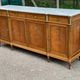 Louis XVI sideboard in solid mahogany with a white marble top, 222cm, 1950.