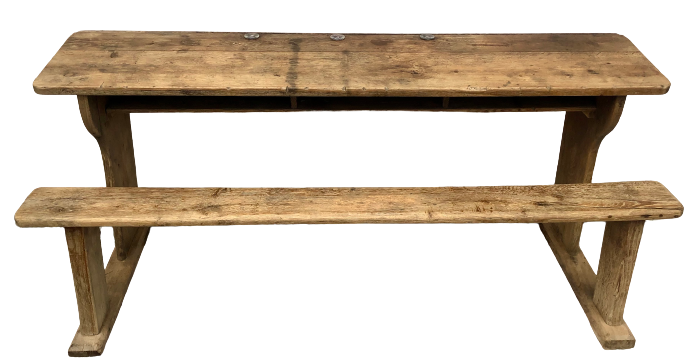 School desk and bench 3 places child wood