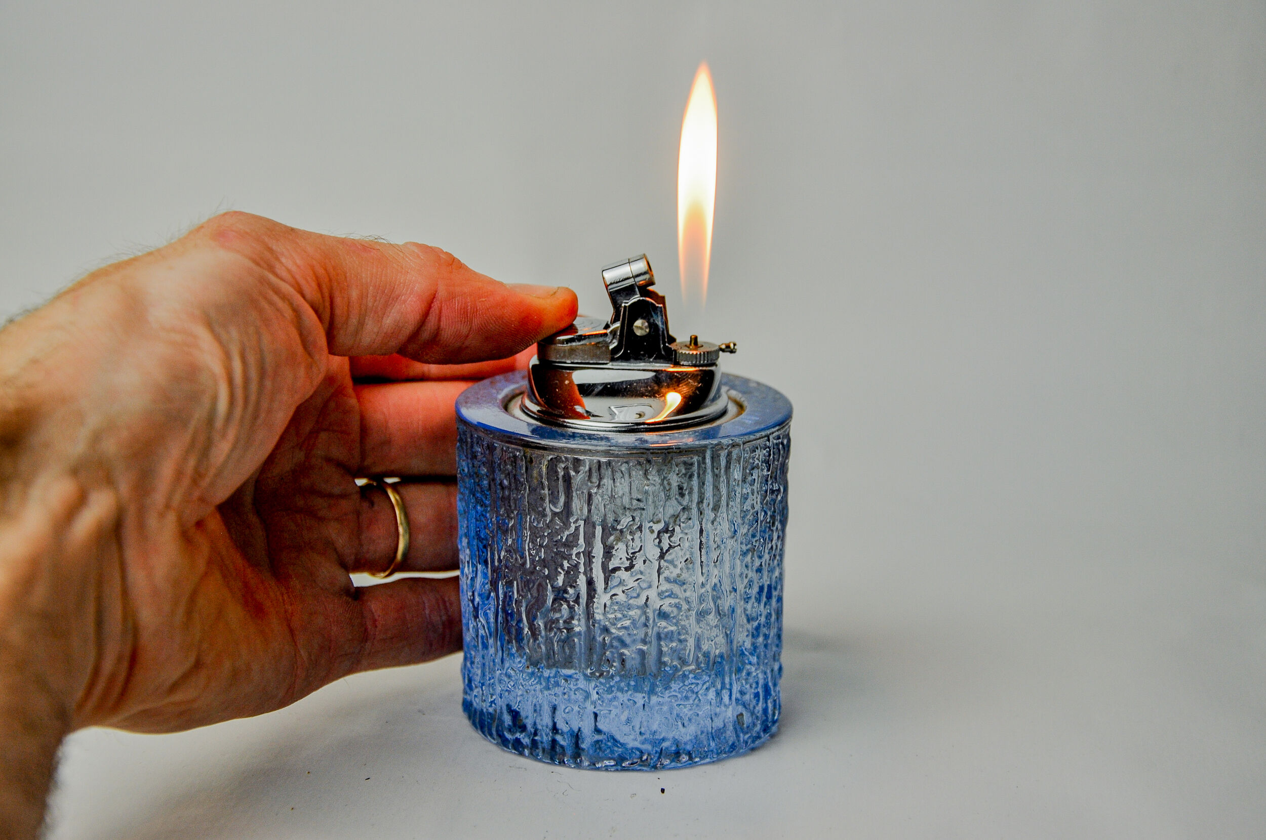 Ice lighter by Antonio Imperatore, blue murano glass, Italy, 1970
