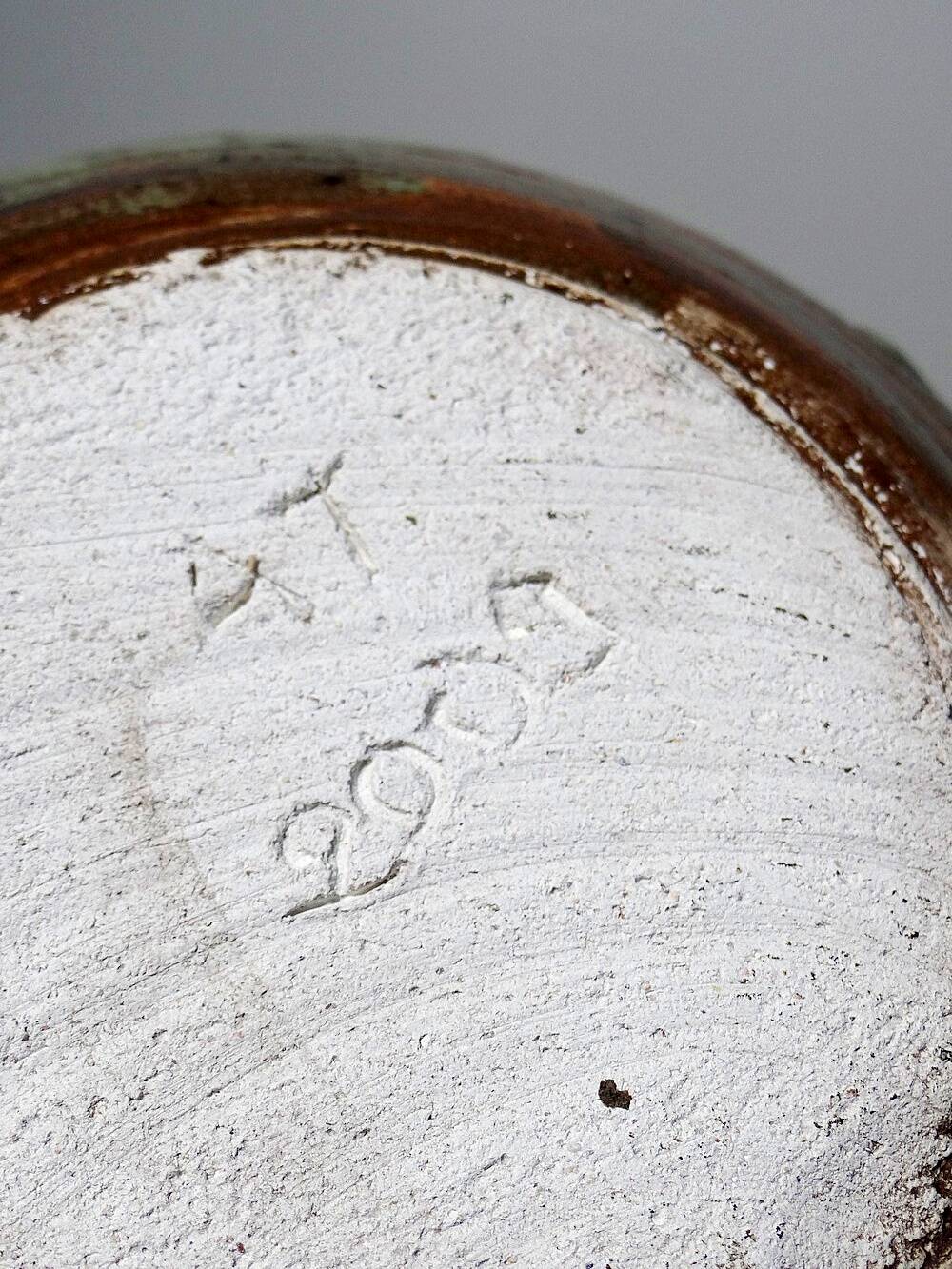 Small handmade brutalist vase in glazed ceramic from the early 2000s