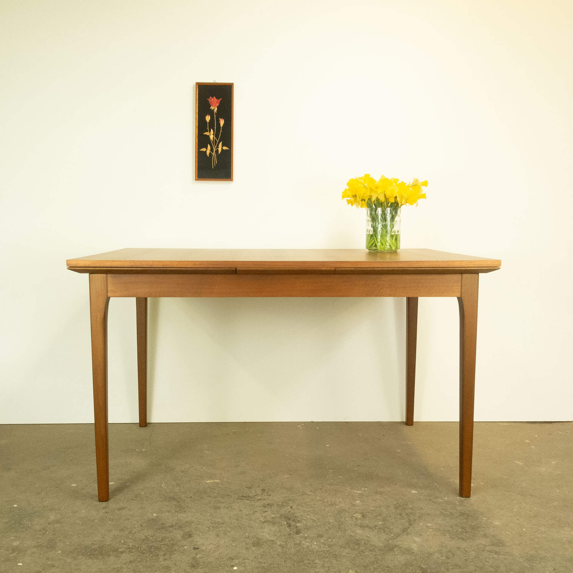 Extendable dining table by Lübke, walnut, beech, vintage from the 60s