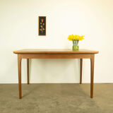 Extendable dining table by Lübke, walnut, beech, vintage from the 60s