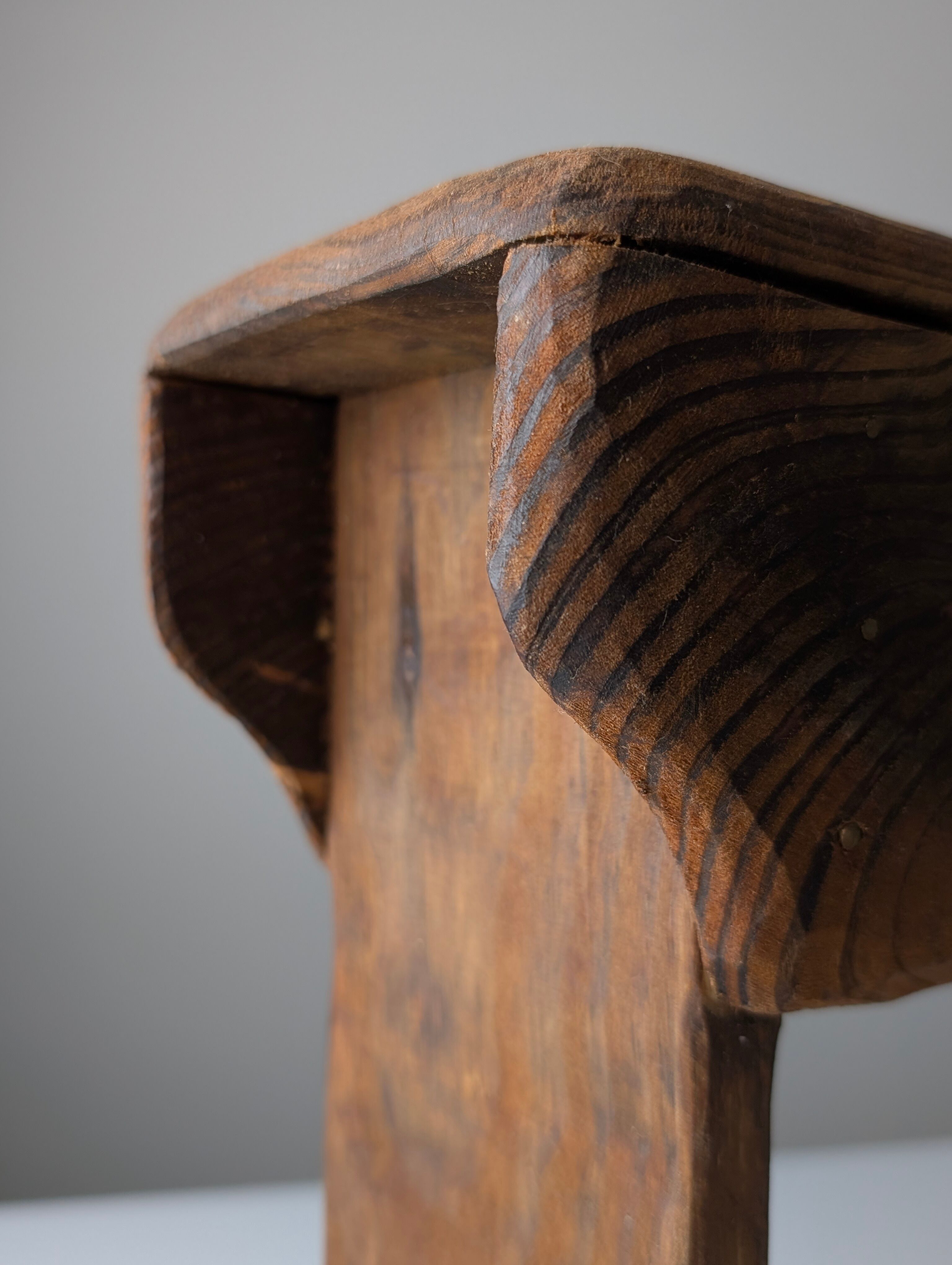 Wabi Sabi pine wood cowboy style stool, 1970s